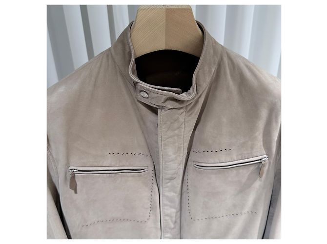 Hermès Bomber in pelle di vitello scamosciata Marrone - vista 4