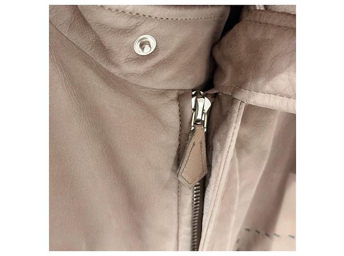 Hermès Bomber in pelle di vitello scamosciata Marrone - vista 5