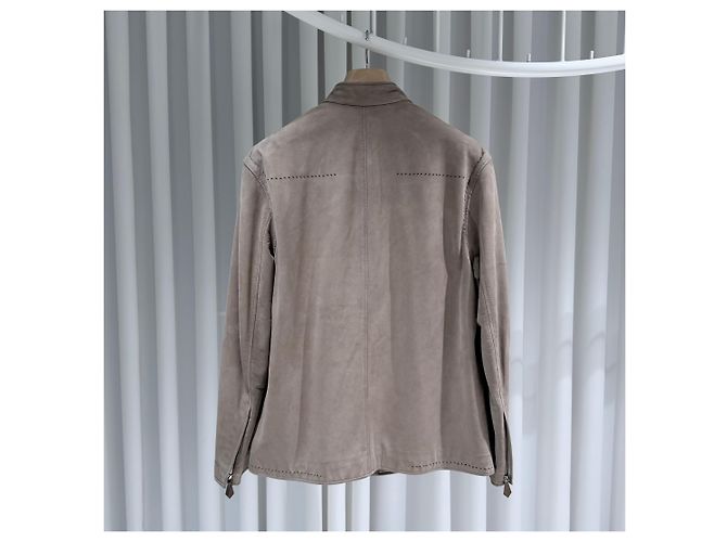 Hermès Bomber in pelle di vitello scamosciata Marrone - vista 7