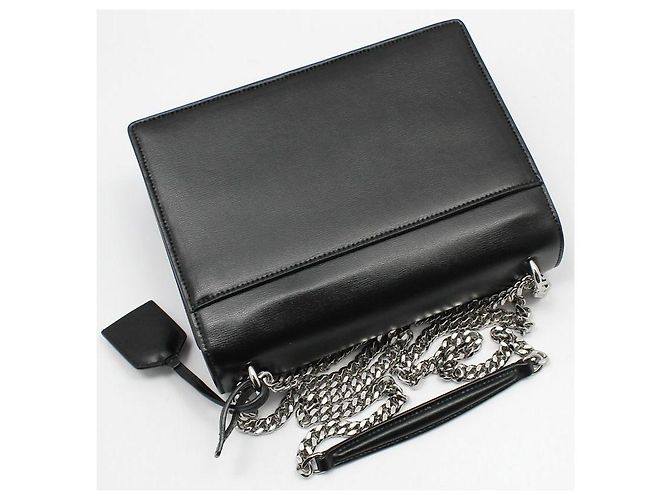 Saint Laurent Borsa a tracolla con catena media Monogram Sunset nero e argento - vista 4