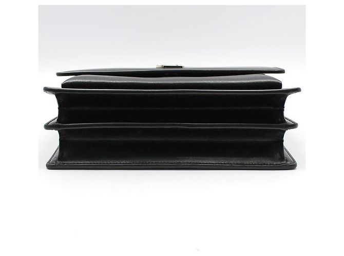 Saint Laurent Borsa a tracolla con catena media Monogram Sunset nero e argento - vista 5