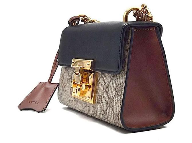 Gucci Borsa a Spalla Supreme Padlock Small Marrone - vista 2