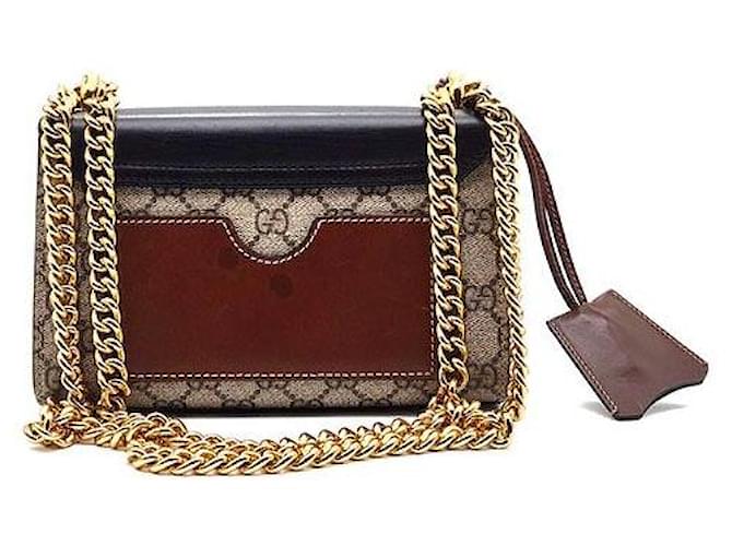 Gucci Borsa a Spalla Supreme Padlock Small Marrone - vista 3