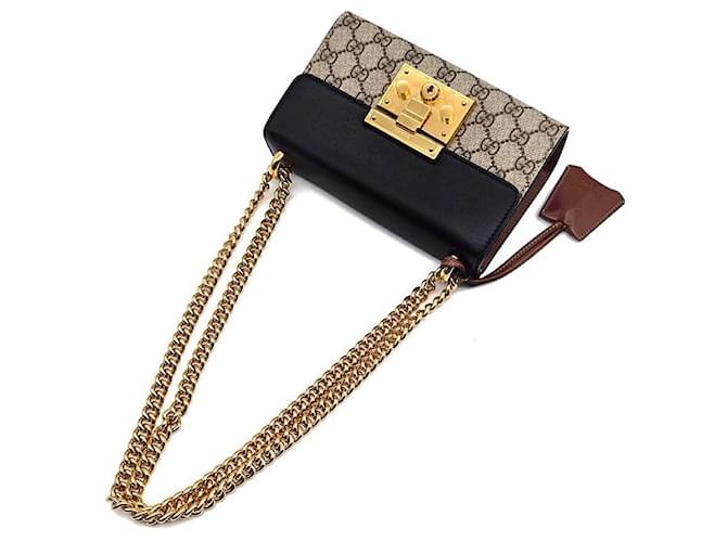 Gucci Borsa a Spalla Supreme Padlock Small Marrone - vista 4