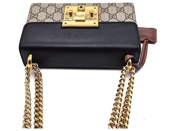 Gucci Borsa a Spalla Supreme Padlock Small Marrone - vista 6