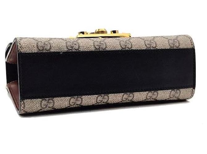 Gucci Borsa a Spalla Supreme Padlock Small Marrone - vista 7