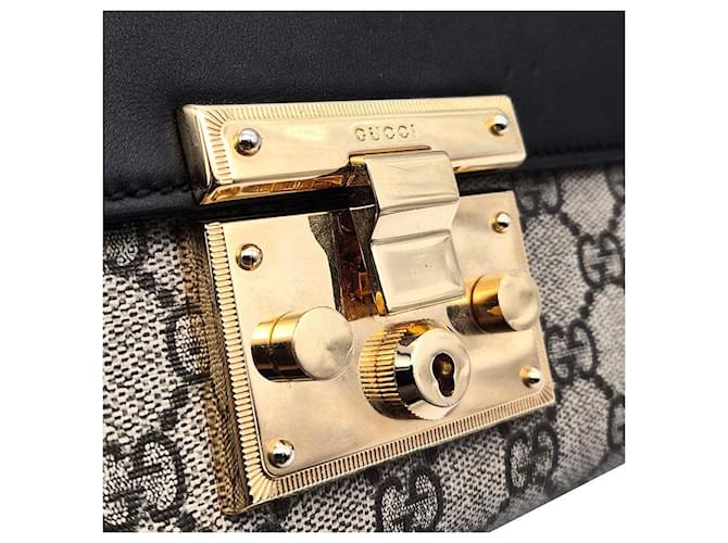 Gucci Borsa a Spalla Supreme Padlock Small Marrone - vista 8