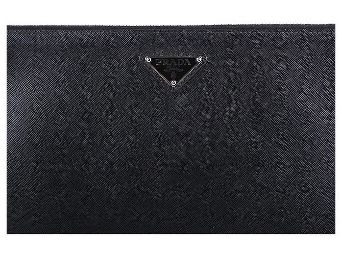 Prada Clutch in pelle Saffiano nera - vista 2