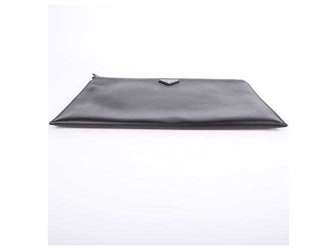 Prada Clutch in pelle Saffiano nera - vista 7