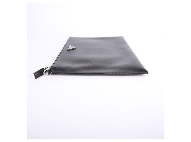 Prada Clutch in pelle Saffiano nera - vista 8