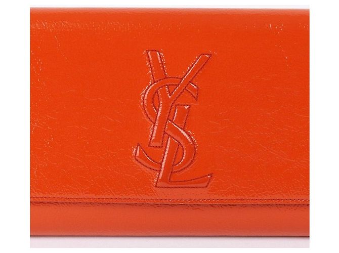 Saint Laurent Clutch Belle Du Jour in vernice arancione - vista 2