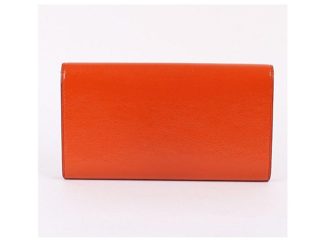 Saint Laurent Clutch Belle Du Jour in vernice arancione - vista 5