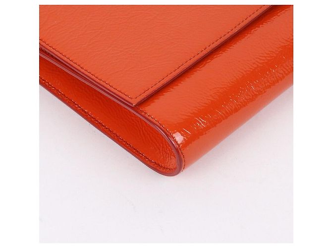 Saint Laurent Clutch Belle Du Jour in vernice arancione - vista 7