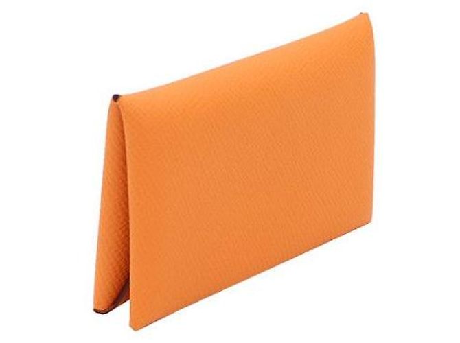 Hermès Tarjetero Calvi en Epsom naranja - vista 2