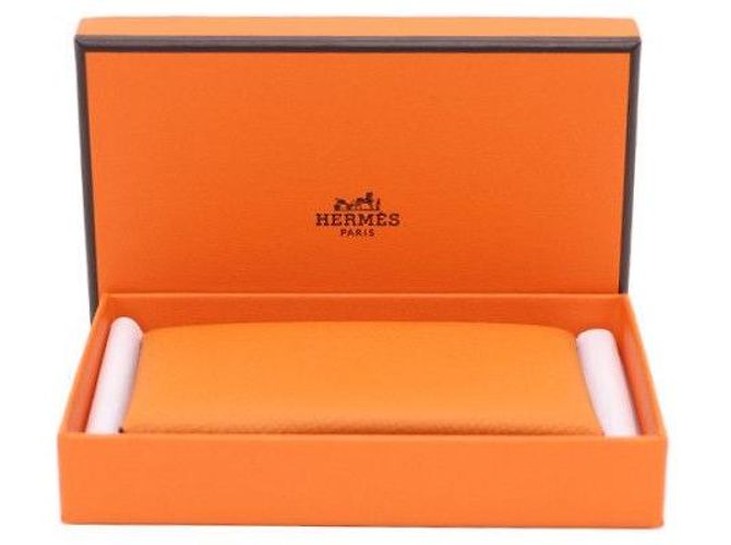 Hermès Tarjetero Calvi en Epsom naranja - vista 5