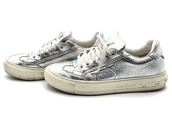 Salvatore Ferragamo Sneakers Gancini argento Ferragamo - vista 2