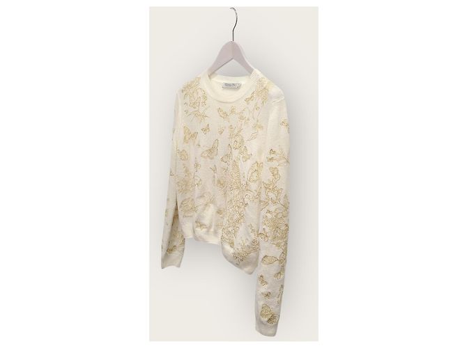Dior Kaschmirstrickpullover mit weißgoldener Schmetterlingsmotiv-Stickerei - Ansicht 2