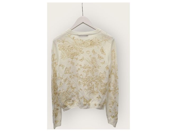 Dior Kaschmirstrickpullover mit weißgoldener Schmetterlingsmotiv-Stickerei - Ansicht 4