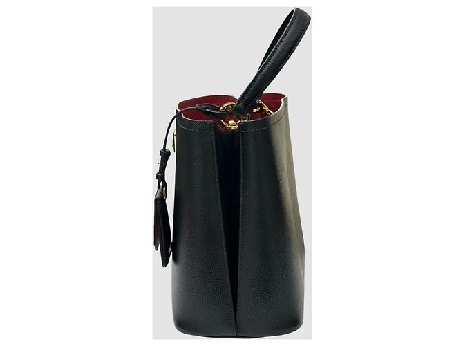 Prada Borsa a Spalla Doppia Saffiano Panier Large Nero - vista 3