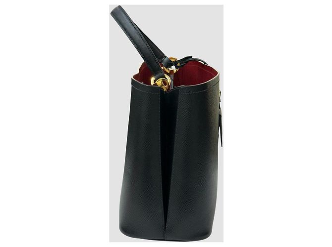 Prada Borsa a Spalla Doppia Saffiano Panier Large Nero - vista 4