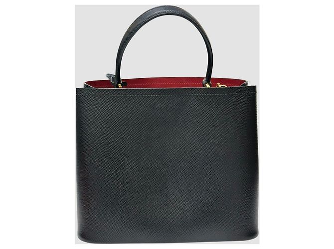 Prada Borsa a Spalla Doppia Saffiano Panier Large Nero - vista 7