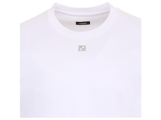 Fendi ARYY FF T-Shirt in Weiß mit Metall-Logo - Ansicht 4