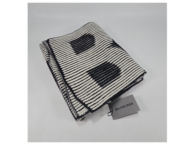 Balenciaga Sciarpa in lana con logo stampato Argento - vista 2