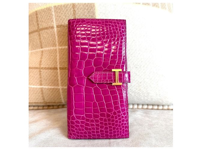 Hermès Cartera larga de cocodrilo Wani Vein Oro brillante Rosa - vista 2