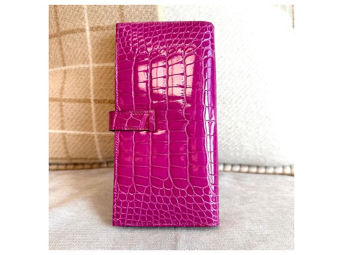 Hermès Cartera larga de cocodrilo Wani Vein Oro brillante Rosa - vista 3