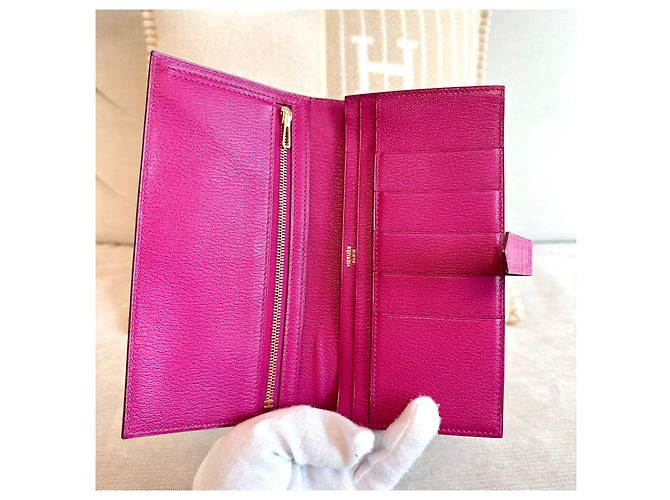 Hermès Cartera larga de cocodrilo Wani Vein Oro brillante Rosa - vista 5