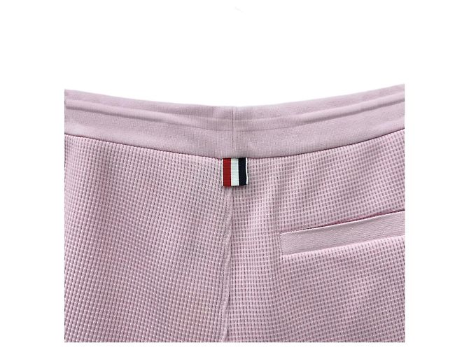Thom Browne Pantaloncini a righe waffle Rosa - vista 4