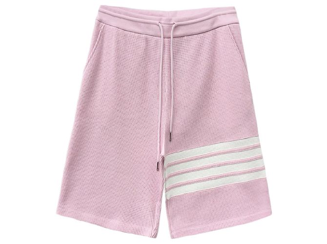 Thom Browne Pantaloncini a righe waffle Rosa - vista 6