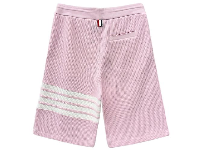 Thom Browne Pantaloncini a righe waffle Rosa - vista 7