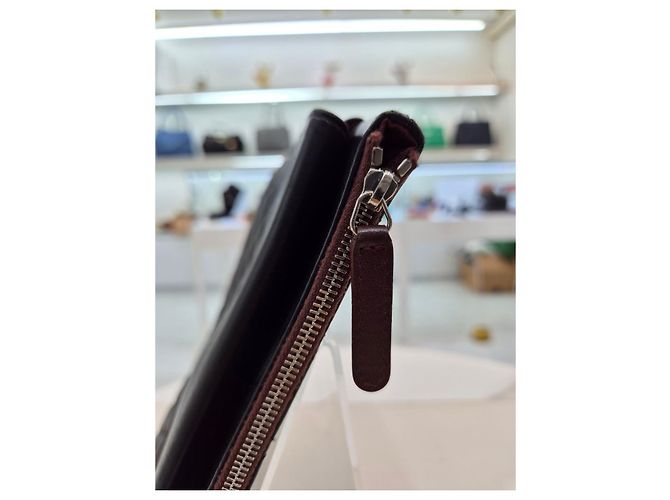 Chanel Clutch in agnello nero con patta argentata - vista 19