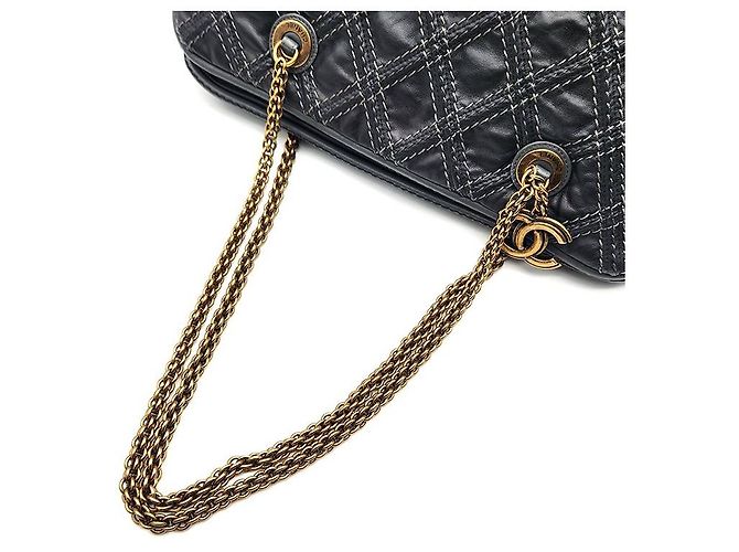 Chanel Vintage Schultertasche mit Kette Schwarz - Ansicht 5