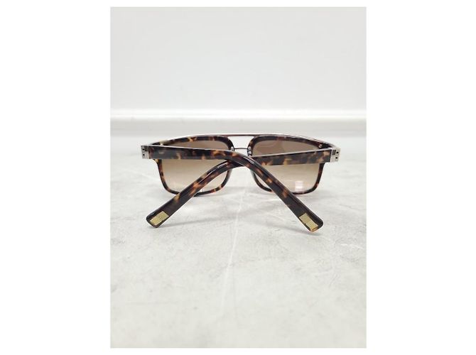 Louis Vuitton Occhiali da sole in acetato marrone con stampa leopardata e logo LV - vista 4