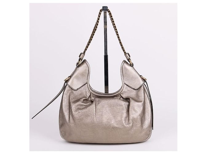 Burberry Borsa Hobo con catena beige metallizzato con logo Marrone - vista 5
