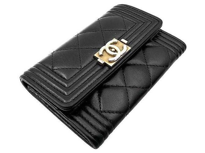 Chanel Portafoglio Boy in agnello Nero - vista 2