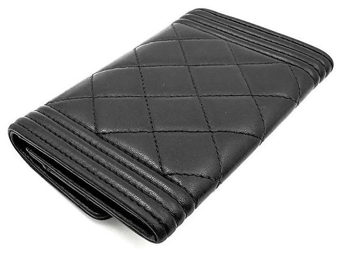 Chanel Portafoglio Boy in agnello Nero - vista 3