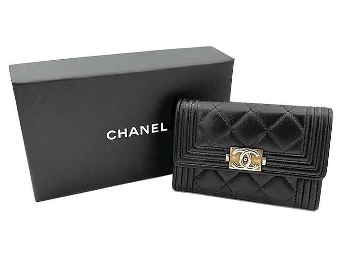 Chanel Portafoglio Boy in agnello Nero - vista 7