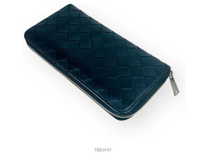 Bottega Veneta Portafoglio lungo con zip nero e bordo argento - vista 2