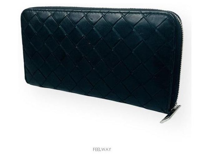 Bottega Veneta Portafoglio lungo con zip nero e bordo argento - vista 3
