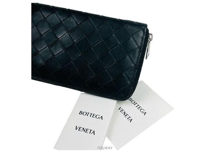 Bottega Veneta Portafoglio lungo con zip nero e bordo argento - vista 7