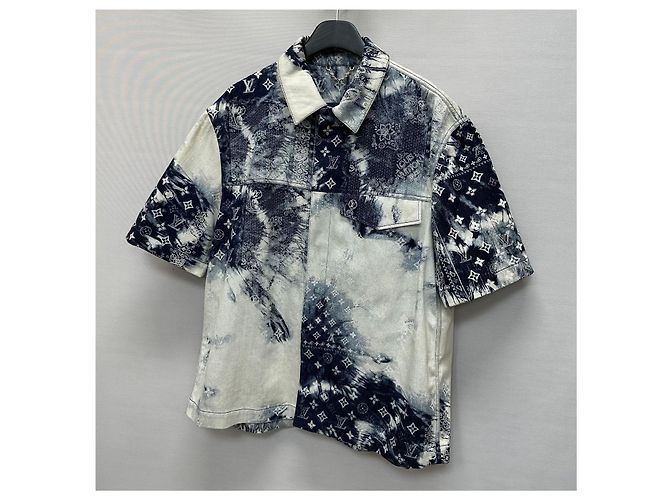 Louis Vuitton Camicia in denim Monogram Bandana Indigo Blu - vista 3