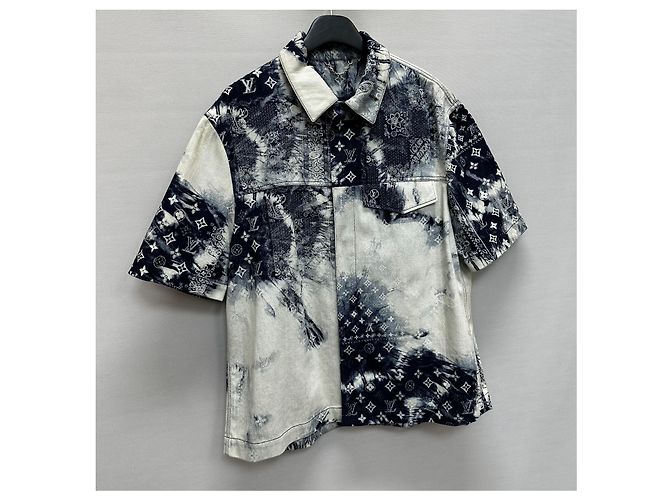 Louis Vuitton Camicia in denim Monogram Bandana Indigo Blu - vista 4