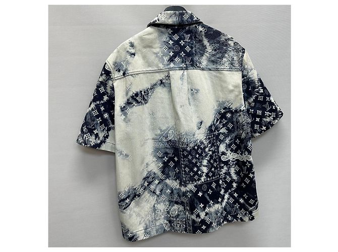 Louis Vuitton Camicia in denim Monogram Bandana Indigo Blu - vista 7