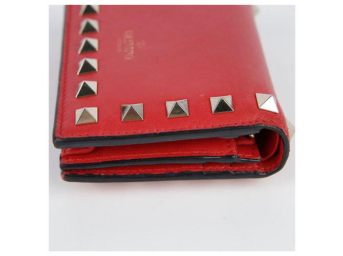 Valentino Cartera compacta Rockstud en piel roja - vista 10