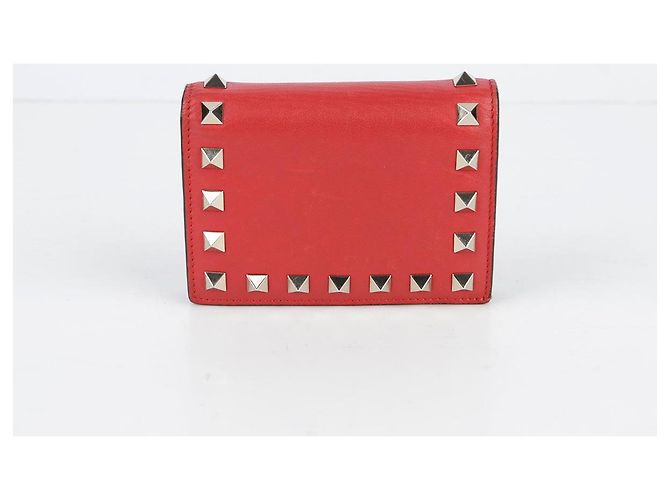 Valentino Cartera compacta Rockstud en piel roja - vista 2