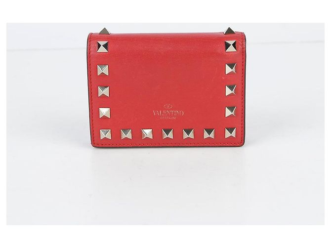 Valentino Cartera compacta Rockstud en piel roja - vista 3