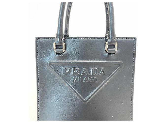 Prada Borsa a tracolla con logo triangolare ricamato Nero - vista 2